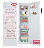 Amica Gefrierschrank NoFrost | 206 Liter | Supergefrierfunktion & OpenDoor Alarm | Platzsparende 55cm Breite | Schicker und hochwertiger Stangengengriff Auß