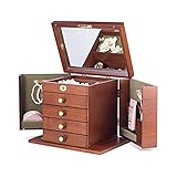 LKNJLL Huge Jewelry Box Mirrored Uhr Organizer Halskette Ring Ohrring Lagerung Abschließbare Geschenk