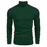 MENSU Herren Rollkragen Langarm Dickes Warmes Fleece Sweatshirt Slim Fit Komfort Pullover Männer Herbst und Winter Rollkragen Einfarbig Strickpullover Übergröße Beiläufig Sport Jumper Tops Mäntel H