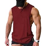 COOFANDY Männer Gym Tanktop Athletic Workout Muskel Bodybuilding Ärmelloses T-Shirt, Weinrot(1 Stück), Gr. XL