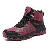 Ulogu Herren Damen Wanderschuhe Wasserdicht rutschfest Outdoor Trekking-& Wanderstiefel, Rot, Size EU 42