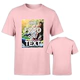 T-Shirt selbst gestalten * Rosa in S * Bedruckt mit eigenem Foto Text Logo Name * ringgesponnene Baumwolle * viele Farben und Größ