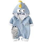 Baby Jungen Mädchen Overall Dinosaurier Strampler mit Kapuze Langarm Spielanzug Kleinkind Spieler Baumwolle Schlafanzug Jumpsuit Babykleidung