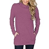 BAOBU Damen Winter Langarm Baumwolle Sweatshirts Casual Mantel Outwear Kapuzenpullover mit Taschen Kleid Pullover Langarm Sweatshirtkleid Tops Herbst Kurz Kleid Sweatshirt Pulloverkleid mit T