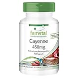 Cayenne Kapseln 450mg - HOCHDOSIERT - VEGAN - mit 0,12% Capsaicin - Capsicum frutescens - 100 Kap