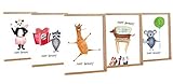 Geburtstagskarte lustig Happy Birthday Tiere 5er Set - Handmade - 100% Recyclingpapier – Glückwunschkarten-Set mit Umschlag Geburtstag Geburtstagskarten Glückwunschkarte Grußkarte Geschenkk