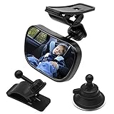Natuce 1 Rücksitzspiegel + 2 Halterung, Rücksitzspiegel für Babys Kinder, Spiegel Auto Baby, Sicherheitsspiegel für Kinderschale, Babyschale, Rückwärtssitz, Rückspiegel Auto mit 360° Schwenkb