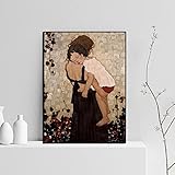 Dabbledown Leinwand Wandkunst Hd berühmte abstrakte Malerei Mutter und Kind von Gustav Klimt Kunstdrucke Bild Dekor 60X90CM