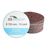 Profi-Schleifscheiben │ 60 Stück │ 15-Loch │ Ø 150 mm │ je 10 x Korn 40/60/80/120/180/240 │ für Exzenterschleifer │ Schleifblätter │ Schleifpapier │ Schleifpads │ by FD-Work