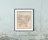 1836 Weltkarte Atlas: A New of Arkansas with Its Canals, Roads & Distances by H.S. Tanner | Vintage Fine Art Reproduktion | Größe: 20 x 24