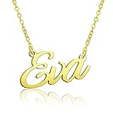 BUREI Damen Personalisierte Kette Namen Halskette Edelstahl Women's Necklaces Geschenk für Frauen E