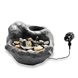 230 V Garten Dekobrunnen mit warmweißen LED Licht Zierbrunnen Vogeltränke Polyresin grau - 40 x 35 x 17 cm - esotec 101456