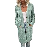 WAEKQIANG Strickpullover Herbst Und Winter Langer Twist Pullover Damen Einfarbig Neue Knopf Cardigan Jack