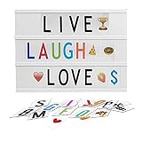 Micacorn LED A4 Light Box, 204 Buchstaben und Emojis, Batterie und USB Betrieben Lichtkasten Dekoration Schlafzimmer & Büro Leuchtkasten für Hochzeit, Party, Geburtstag & Weihnachten Anpassbarer Tex