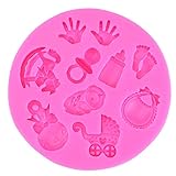 Nicejoy Engel Baby Fondant Form, Silikonform, Backen Silikon Fondant Formen Baby Füße Candy Cupcake Mold Baby Dusche Dek