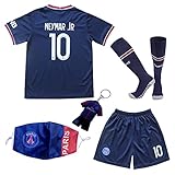 DMDMK Paris NEY MAR #10 2021/2022 Heim Trikot Shorts und Socken Kinder und Jugend Größe (Navy, 26 (9-10 Jahre))