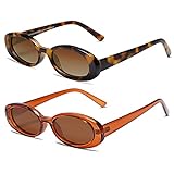 VANLINKER Polarisierte Sonnenbrille Damen Herren Retro Ovale Sonnenbrille Y2K VL9580 mit Brauner Rahmen/Schildpatt R