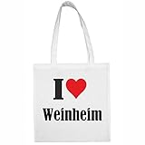 Reifen-Markt Tasche I Love Weinheim Größe 38x42 Farbe Weiss Druck Schw