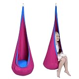 RELAX4LIFE Hängeschaukel für Kinder, Hängesitz mit Sitzkissen, Hängehöhle inkl. Haken, Hängesessel Farbwahl, Kinderhängesitz bis zu 80 kg Belastbar, Hängematte Einfache Montage, φ70 x 160cm (Rosa)