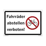 kleberio® Parken verboten Schild - Fahrräder abstellen verboten! - 30 x 20 cm mit Bohrlöchern Fahrrad Schilder einfahrt freihalten Schilder Privatparkplatz Schild Verb