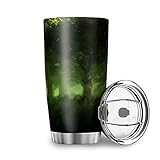 Tobgreatey 20Oz Vakuumisoliert Edelstahl Tumbler mit Klappdeckel Fantasy Grün Wald Auto Reisebecher Multicolor 600