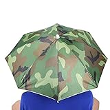 Gugxiom 65cm Angelschirm-Hut, Winddichte Faltbare Sonnen-Regen-Kappe für die Gartenarbeit zum Angeln im Freien(Tarnung)