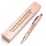 Holz-Kugelschreiber mit Gravur inkl. Etui | Name oder Spruch | personalisiert | Buchenholz | zB.: als Geschenk-Idee zur bestandenen Prüfung