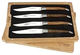 Laguiole en Aubrac - Steakmesser Frankreich - 4er Set - Griff Pistazienholz - Original mit Zertifikat - vier französische T