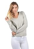 VERO MODA Glitta Damen Winter Strickpullover Troyer Grobstrick Pullover mit V-Ausschnitt, Größe:L, Farbe:Gray V