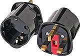 Brennenstuhl Reisestecker/Reiseadapter (Reise-Steckdosenadapter für: England Steckdose und Euro Stecker) (2x, Schwarz)