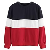 Sumeiwilly Damen Hoodie Pullover Langarm Schnitt Nähen Streifen Patchwork Outwear Print Sweatshirt Bluse Pullover für M