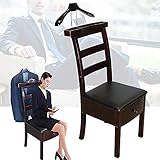 Freistehender Stuhl Stummer Diener Sitzboden Kleiderständer Kleiderbügel mit Schubladenaufhänger für Birke Tops Kleiderbügel Butler für Badezimmer Büro Schlafzimmer-109,2x48,2x60,9