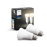 Philips Hue White E27 LED Lampe Doppelpack, dimmbar, warmweißes Licht, steuerbar via App, kompatibel mit Amazon Alexa (Echo, Echo Dot)