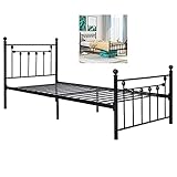 Robuste Metall Bettgestell Metallbett Bettgestell 90x200 cm Bett Einzel Bett Metall Bettgestell Mit Kopfteil und Lattenrost Modern Bettrahmen Metallb