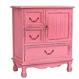 HTQ Amerikanische Massivholz Kommode Retro Distressed Lagerschrank mit Tür einfache Schlafzimmer Wohnzimmer Balkon Lagerung dekorativen Schrank (Color : Pink)