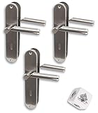 Türbeschlag 3er Set, Edelstahl Renovierungsgarnitur für Zimmertüren glanzlackiert, Türklinke Türg