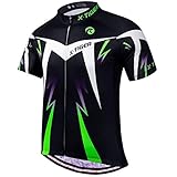 X-TIGER Herren-Radtrikots, kurzes T-Shirt, Fahhradtrikot MTB Rennrad Trikot Kurzarm Fahrradbekleidung für Männer (Grün, XL)