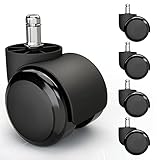5x Hartbodenrollen 11mm mit PVC Überzug leise & kratzerfrei - Universal Schreibtischstuhl Bürostuhl Rollen ideal für Parkett, Laminat, Fliesen & Steinboden (Schwarz)