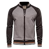 Herbst Und Winter Casual Fashion Herren Stehkragen Stitching Kontrast Strickpullover Raglan Langarm ReißVerschluss Jacke Regular Slim Sweater Cardigan Shirt H