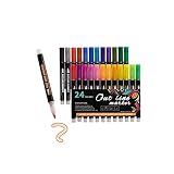 LurcarLE Acrylstifte Marker Stifte, 24 Farben Premium Wasserfest Paint Marker Set Wasserfest Permanent Art Filzstift Acrylic Painter für DIY Stein, Leinwand, Papier, Glasmalerei (24 Stücke)