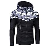 Herren sweatshirt camouflage Casual Hooded Cardigan Sweatshirt Sportanzug Jogginganzug Trainingsanzug Sportanzug Freizeitanzug Hausanzug für Herren Trainingsanzüge Fitness Sportbekleidung lauschig