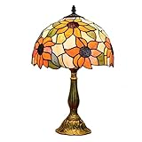 sgvaga Retro Tiffany Tischlampen mit Sonnenblume Lampenschirm 12 Zoll Pastoral Style Nachtlichter Handmade Stained Glass für Wohnzimmer Lounge Arbeit L