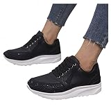 YHIIen Fashion Women's Casual Shoes Breathable Lace-up Wedges Outdoor Leisure Sneakers 1014DEC047
