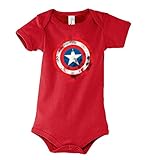 TRVPPY Baby Kurzarm Body Strampler Modell America Captain Brushed America - Rot 3-6 M