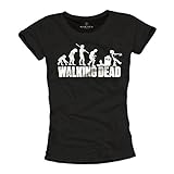 Lustiges Sprüche T-Shirt für Damen mit Aufdruck - Walking Dead - Zombie Evolution schwarz Größe M
