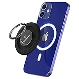 Sinjimoru Magnet Handy Ring Halter kompatibel mit MagSafe, Abnehmbarer Handy Fingerhalter & Handy Ständer Magnetic Phone Ring Holder für iPhone 13/ iPhone 12. M-Ringo Metallisches Schw