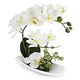 RENATUHOM Orchideen Künstlich Künstliche Orchideen mit weißem Porzellantopf, künstliche Blumen und Pflanzen für Innendekoration, realistisch und lebensecht Weiß