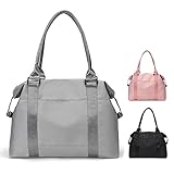 FEDUAN original hochwertig Sporttasche Silber-grau Reisetasche Kliniktasche Shopping-Bag Weekender Handgepäck faltbar wasserfest Handtasche Einkaufstasche Freizeit-Tasche Damen Eink