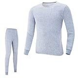 Herren-Pyjama-Set, Thermo-Anzug, Rundkragen, einfarbig, Unterwäsche-Set, Freizeit, Herbst, warm, Nachtwäsche Gr. L, g