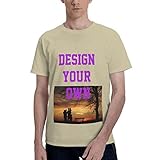 Custom Design Your Own Men's Basic Short Sleeve T-Shirt Tee Tops Cotton Natural M